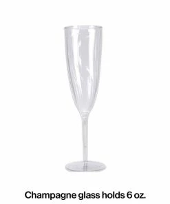 Creative Converting Solid Color Tableware 6 Oz. Clear Plastic 1-Piece Champagne Glasses 8ct