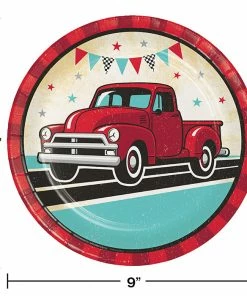 Creative Converting Vintage Red Truck Dinner Plate 8ct Kids Birthday Party Themes