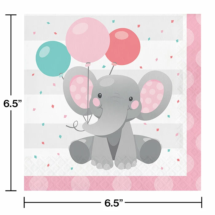 Creative Converting Enchanting Elephants Girl Luncheon Napkin 16ct Kids Birthday Party Themes