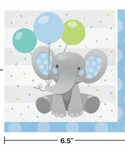 Creative Converting Enchanting Elephants Boy Luncheon Napkin 16ct