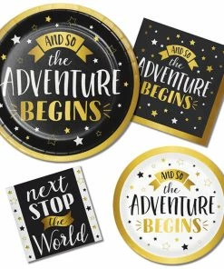 Creative Converting Grad Adventure Dessert Plate, Adventure Begins 8ct