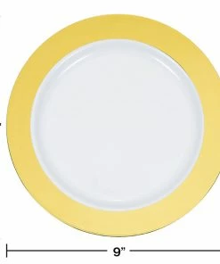 Creative Converting 9" Gold Rim Plastic Plate 10ct Anniversary Decorations