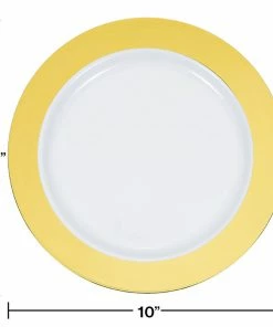 Creative Converting 10.25" Gold Rim Plastic Plate 10ct Anniversary Decorations