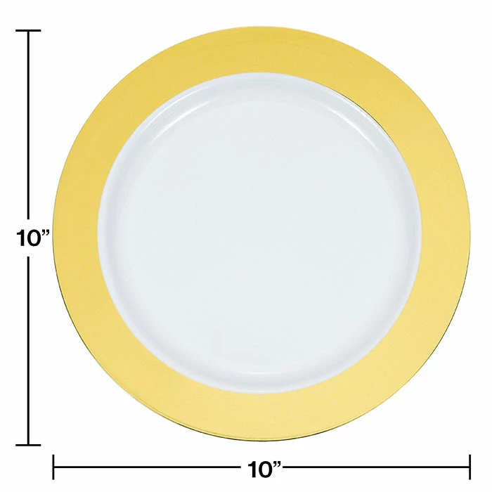 Creative Converting 10.25" Gold Rim Plastic Plate 10ct Anniversary Decorations