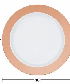 Creative Converting 10.25" Rosegold Rim Plastic Plate 10ct Bridal And Wedding