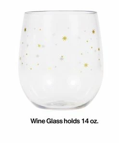 Creative Converting Stars Plastic Stemless Wine Glass By Elise Anniversary Decorations