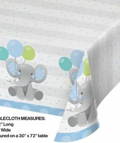 Creative Converting Enchanting Elephants Boy Paper Tablecover 54" X 102" Kids Birthday Party Themes