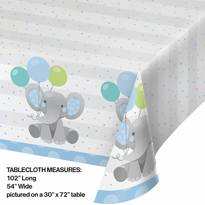 Creative Converting Enchanting Elephants Boy Paper Tablecover 54" X 102" Kids Birthday Party Themes