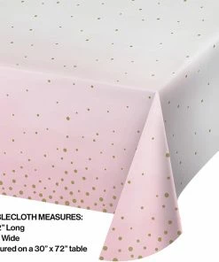 Creative Converting Pink Gold Celebration Paper Tablecover 54" X 102"