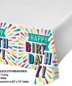 Creative Converting Kids Birthday Party Themes Birthday Burst Paper Tablecover Border Print 54" X 102"
