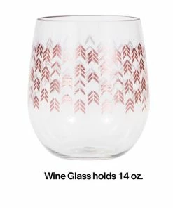 Creative Converting Rose Gold Chevron Plastic Stemless Wine Glass By Elise Bridal And Wedding