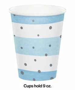 Creative Converting Blue Silver Celebration Hot/Cold Cups 9Oz. 8ct