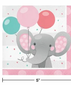 Creative Converting Enchanting Elephants Girl Beverage Napkins 16ct