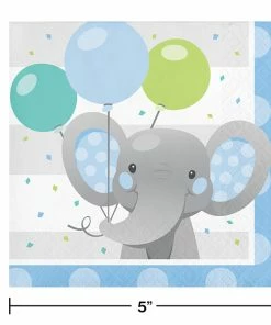 Creative Converting Enchanting Elephants Boy Beverage Napkins 16ct Kids Birthday Party Themes
