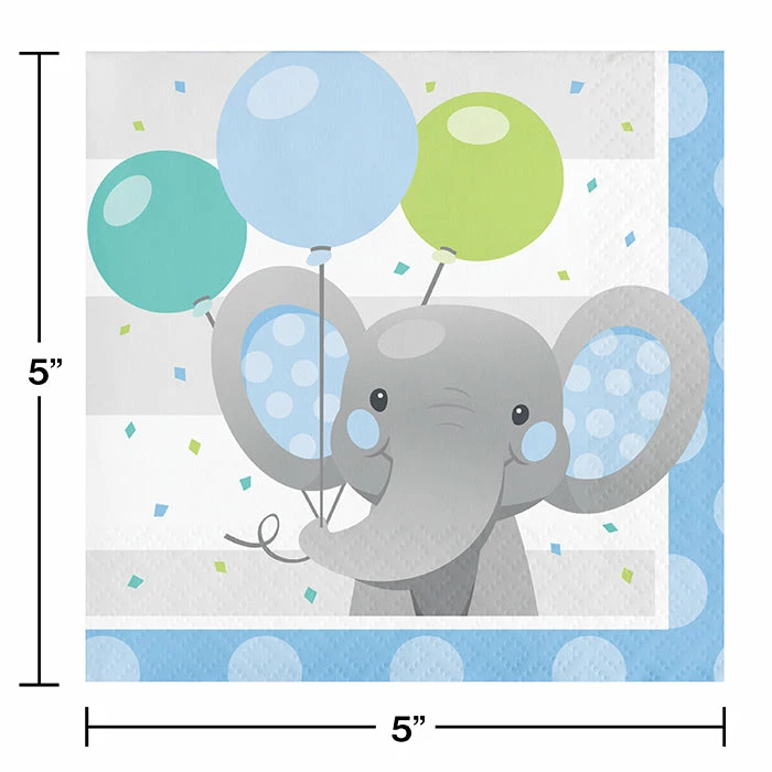 Creative Converting Enchanting Elephants Boy Beverage Napkins 16ct Kids Birthday Party Themes
