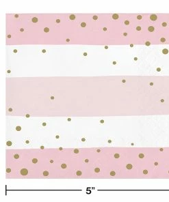 Creative Converting Pink Gold Celebration Beverage Napkins 16ct 1st Birthday Party Themes