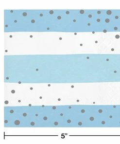 Creative Converting 1st Birthday Party Themes Blue Silver Celebration Beverage Napkins 16ct