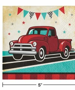 Creative Converting Kids Birthday Party Themes Vintage Red Truck Beverage Napkins 16ct