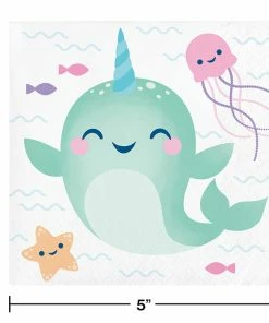 Creative Converting Narwhal Party Beverage Napkins 16ct