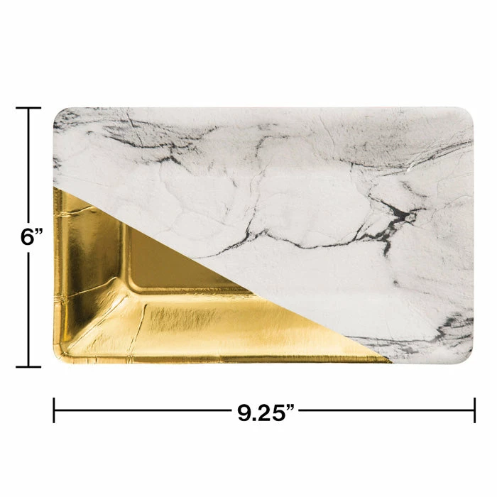 Creative Converting Themed Tableware Marble And Gold Foil Appetizer Plates, 8 Ct