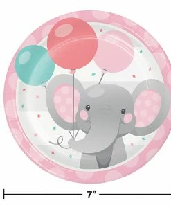 Creative Converting Enchanting Elephants Girl Dessert Plate 8ct