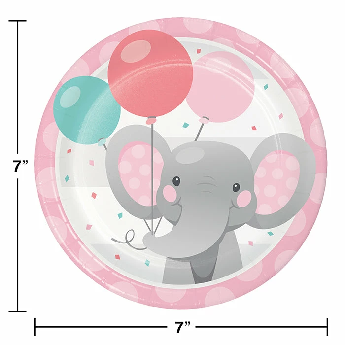 Creative Converting Enchanting Elephants Girl Dessert Plate 8ct