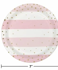 Creative Converting Pink Gold Celebration Dessert Plate, Foil 8ct