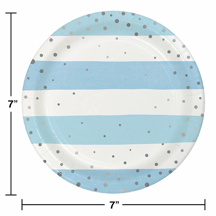 Creative Converting Blue Silver Celebration Dessert Plate, Foil 8ct
