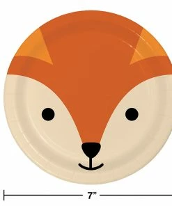 Creative Converting Kids Birthday Party Themes Animal Faces Dessert Plate, Fox 8ct