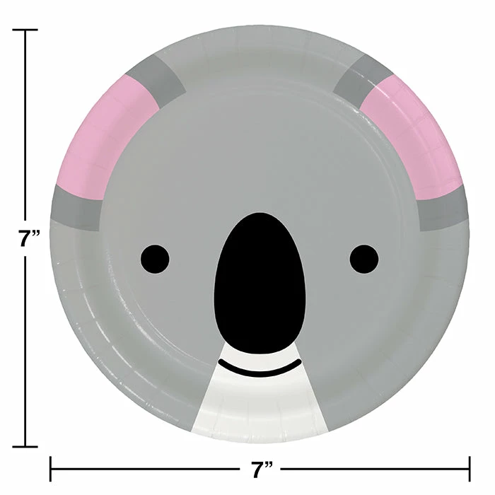 Creative Converting Animal Faces Dessert Plate, Koala 8ct Kids Birthday Party Themes