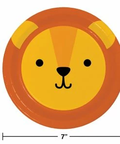 Creative Converting Animal Faces Dessert Plate, Lion 8ct Kids Birthday Party Themes