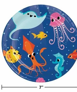 Creative Converting Ocean Celebration Dessert Plate 8ct Kids Birthday Party Themes