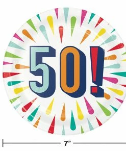 Creative Converting Kids Birthday Party Themes Birthday Burst Dessert Plate, 50 8ct