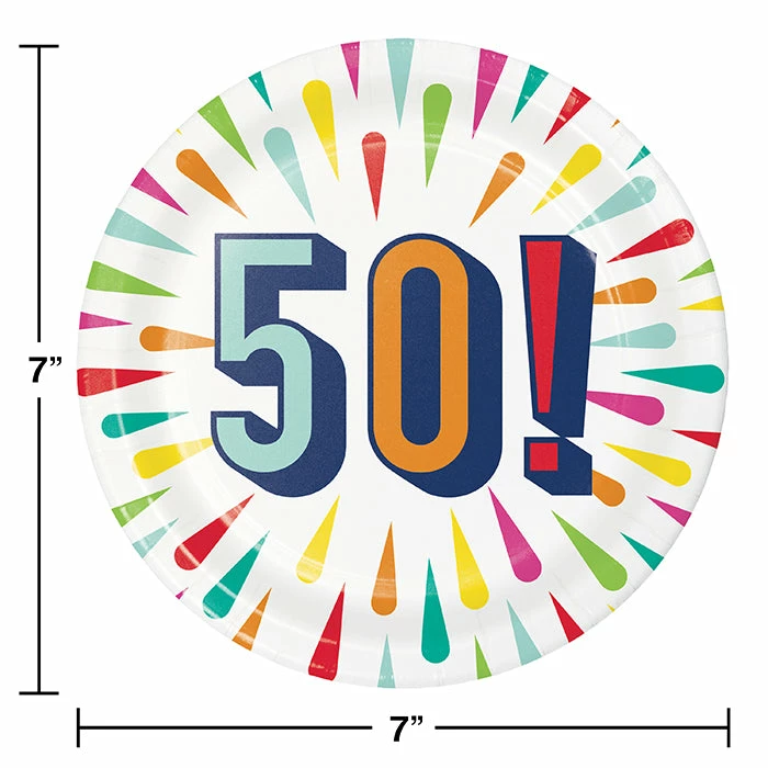 Creative Converting Kids Birthday Party Themes Birthday Burst Dessert Plate, 50 8ct