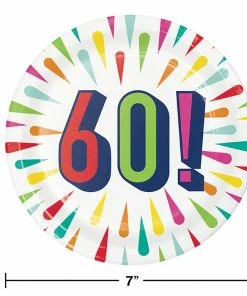 Creative Converting Kids Birthday Party Themes Birthday Burst Dessert Plate, 60 8ct