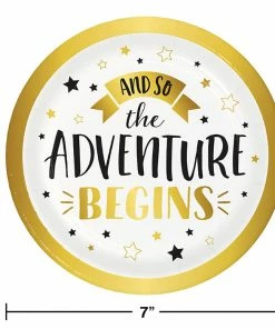 Creative Converting Grad Adventure Dessert Plate, Adventure Begins 8ct
