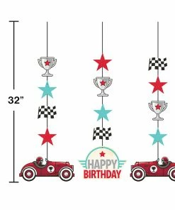 Creative Converting Vintage Race Car Hanging Cutouts 3ct Kids Birthday Party Themes