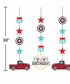 Creative Converting Vintage Red Truck Hanging Cutouts 3ct Kids Birthday Party Themes