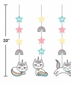Creative Converting Kids Birthday Party Themes Sassy Caticorn Hanging Cutouts 3ct