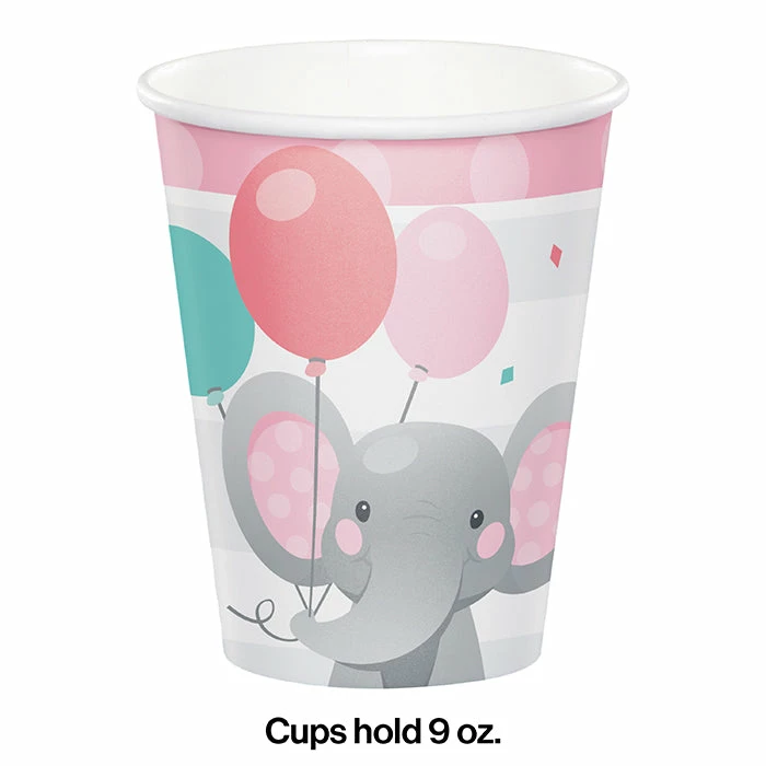 Creative Converting Kids Birthday Party Themes Enchanting Elephants Girl Hot/Cold Cups 9Oz. 8ct