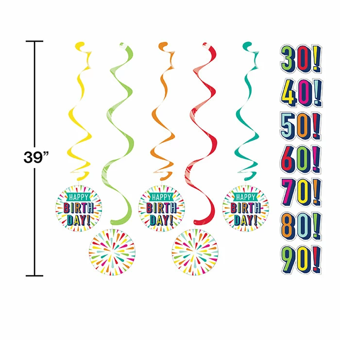 Creative Converting Kids Birthday Party Themes Birthday Burst Dizzy Danglers Assorted W/ Stickers 5ct