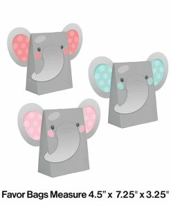 Creative Converting Kids Birthday Party Themes Enchanting Elephants Girl Paper Treat Bags With Attachments 8ct