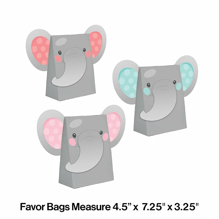 Creative Converting Kids Birthday Party Themes Enchanting Elephants Girl Paper Treat Bags With Attachments 8ct