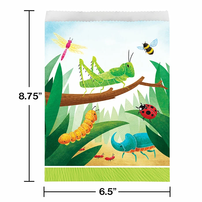 Creative Converting Birthday Bugs Paper Treat Bag, Large 8ct