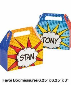 Creative Converting Superhero Party Treat Box W/ Dimensional Nametag 4ct Kids Birthday Party Themes