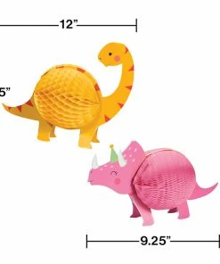 Creative Converting Girl Dino Party Centerpiece Hc Shaped 2ct