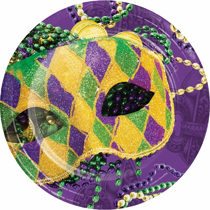 Creative Converting Mardi Gras Party Decorations Masks Of Mardi Gras Paper Plates, 8 Ct