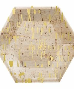 Creative Converting Dessert Plate, 8" Hexagon, Cork, 8 Ct Themed Tableware