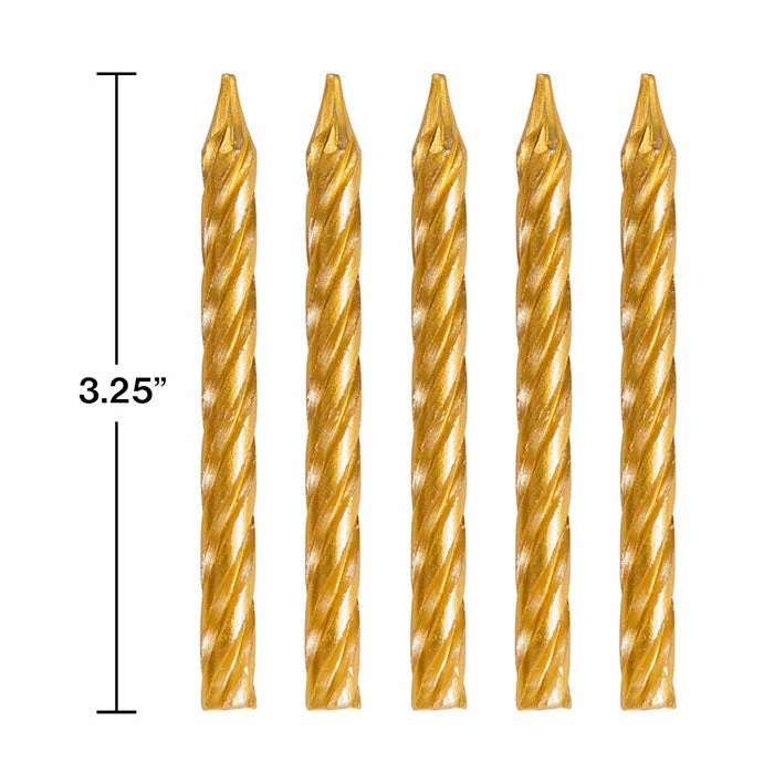 Creative Converting Gold Spiral Candles, 24 Ct Birthday Party Candles