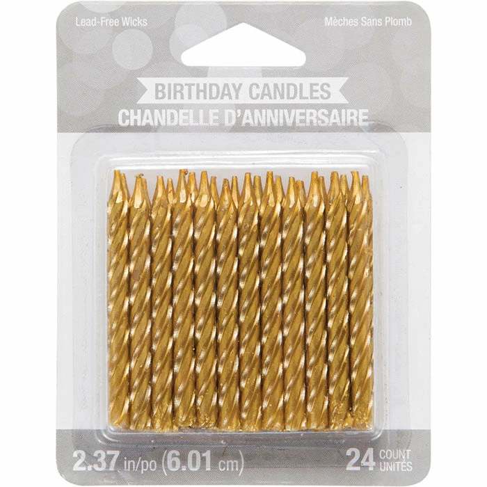 Creative Converting Gold Spiral Candles, 24 Ct Birthday Party Candles
